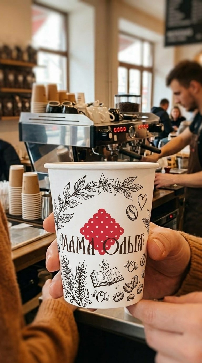Стаканчик «Мама Ольга» с авторским рисунком